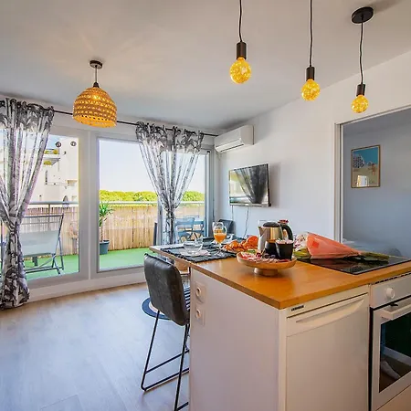 T2 - Terrasse - 3 Min A Pieds Des Plages- Parking Privee - Clim - Wifi - 4 Pax